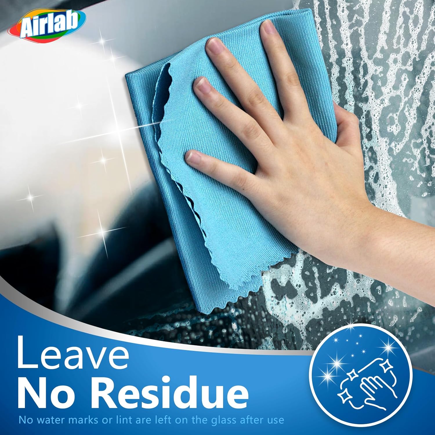 Microfiber Cleaning Cloth Glass Window Stainless Steel Mirror Polishling Rags Eyeglass Windshield Household Nano Sparkle Cloth Lint Free Cloth Cleaning Supplies Shiny Wipes, Pack of 8, 16" x 12"