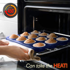 NutriChef 12-cup Blue Oven Muffin Pan, Non-Stick Coated Layer Surface, Even Heating Muffin Tray for Muffins, Cupcakes, Pastries & Mini Pies, Used for Model Number NCBK6TR