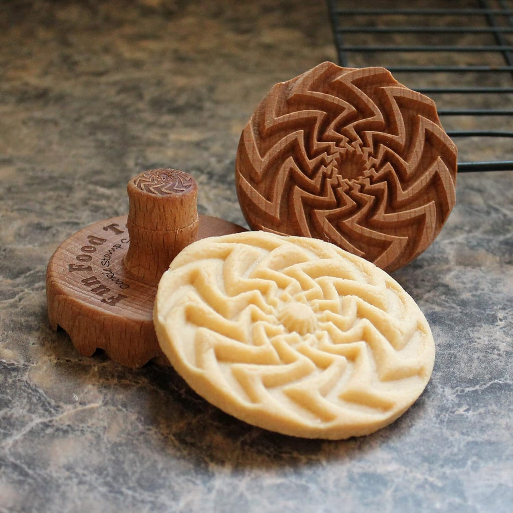 Wood Cookie Stamp, 2.5 Inch (Zigzag Spiral Sun CS-058)