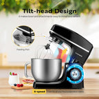 VIVOHOME 7.5 Quart Stand Mixer, 660W 6-Speed Tilt-Head Kitchen Electric Food Mixer with Beater, Dough Hook, Wire Whip, and Egg Separator, Black