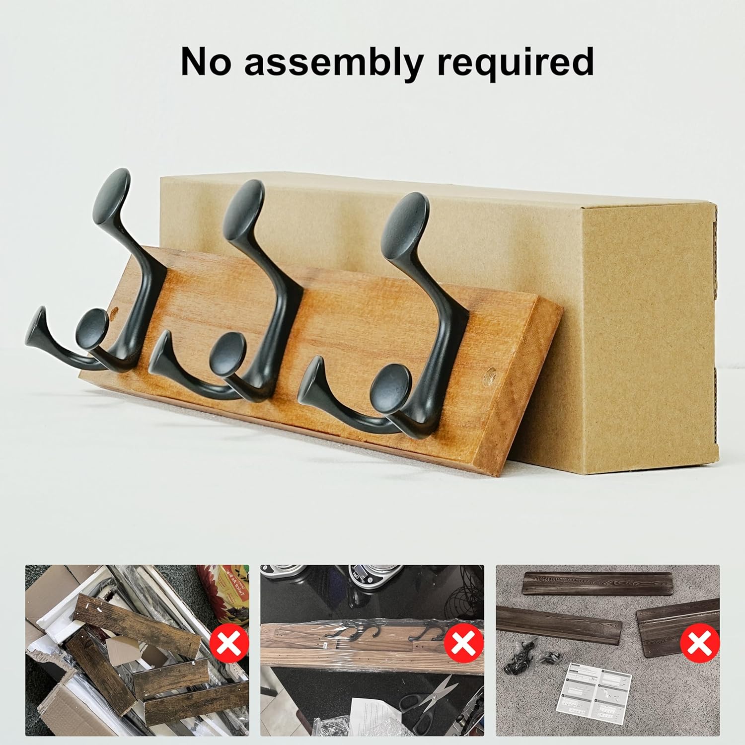 SKOLOO 17-Inch Light Brown Wood Coat Rack Wall Mount with 3 Triple Hooks - Ideal for Family Entrances, Classrooms, and Pet Supplies Storage - Perfect Coat Hooks for Wall