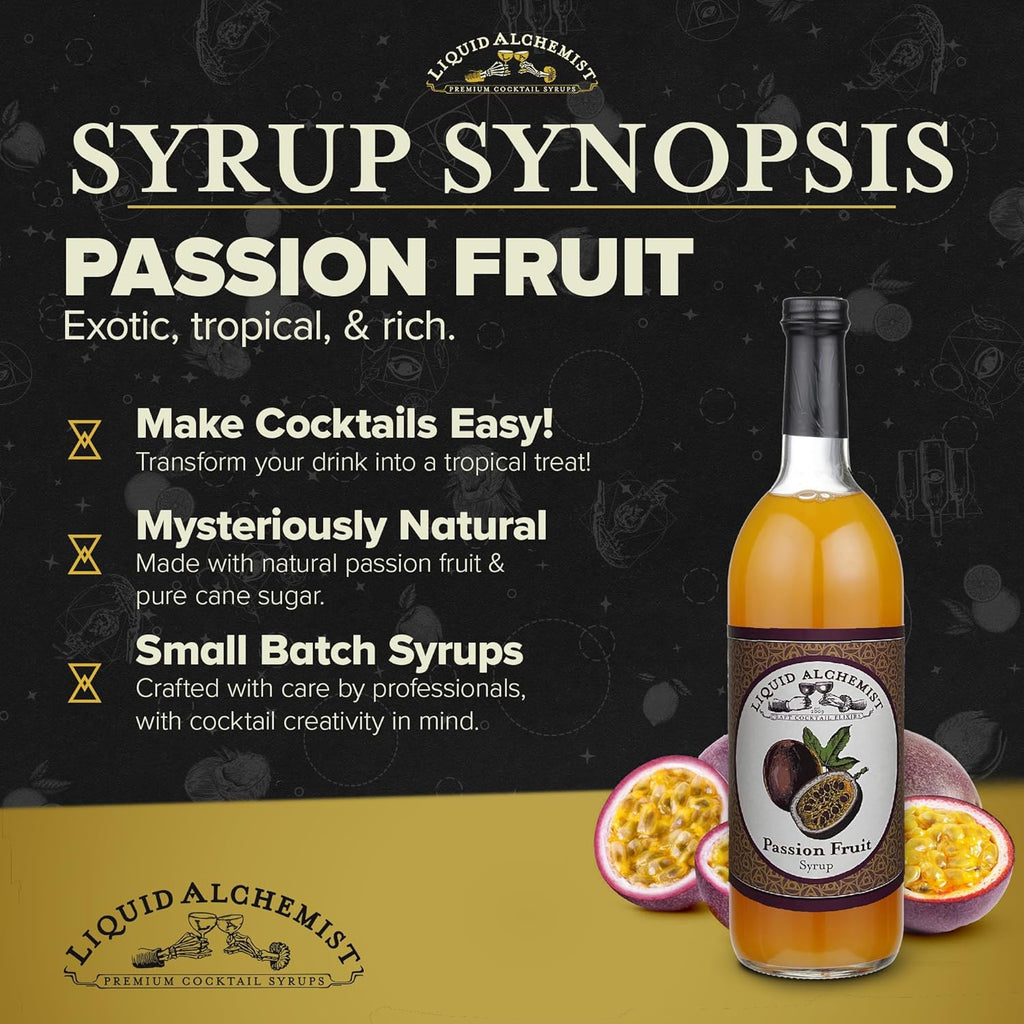 Liquid Alchemist Passion Fruit Syrup for Cocktails - Real Ingredients Make our Passion Fruit Puree for Cocktails the Perfect Margarita Mix - Non-GMO & Vegan (25 oz)