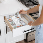 KitchenEdge Tea Bag and Coffee Pod Kitchen Drawer Organizer, Expandable 9.7 to 17 Inches, 10 Storage Compartments, Adjustable Wall Inserts, Non-Slip Feet, Food-Safe White Finish, 100% Bamboo Wood