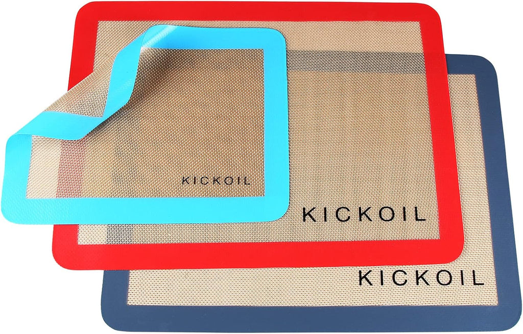 Silicone Baking Mat Large Baking Mat Set of 3-2 Half Sheets 16.5" x 11.6" +1 Quarter Sheet,Reusable Non-Stick Food Safe Bakeware Liners for Cookies, Macarons, Bread/Pastry Keep Oven Pans Clean