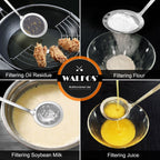Walfos Skimmer Spoon,304 Stainless Steel Fine Mesh Strainer,Foam Strainer Oil Filter,Ultra Fine Mesh Strainer Perfect For Separation Of The Floating Foam,Fat,Set fo 2