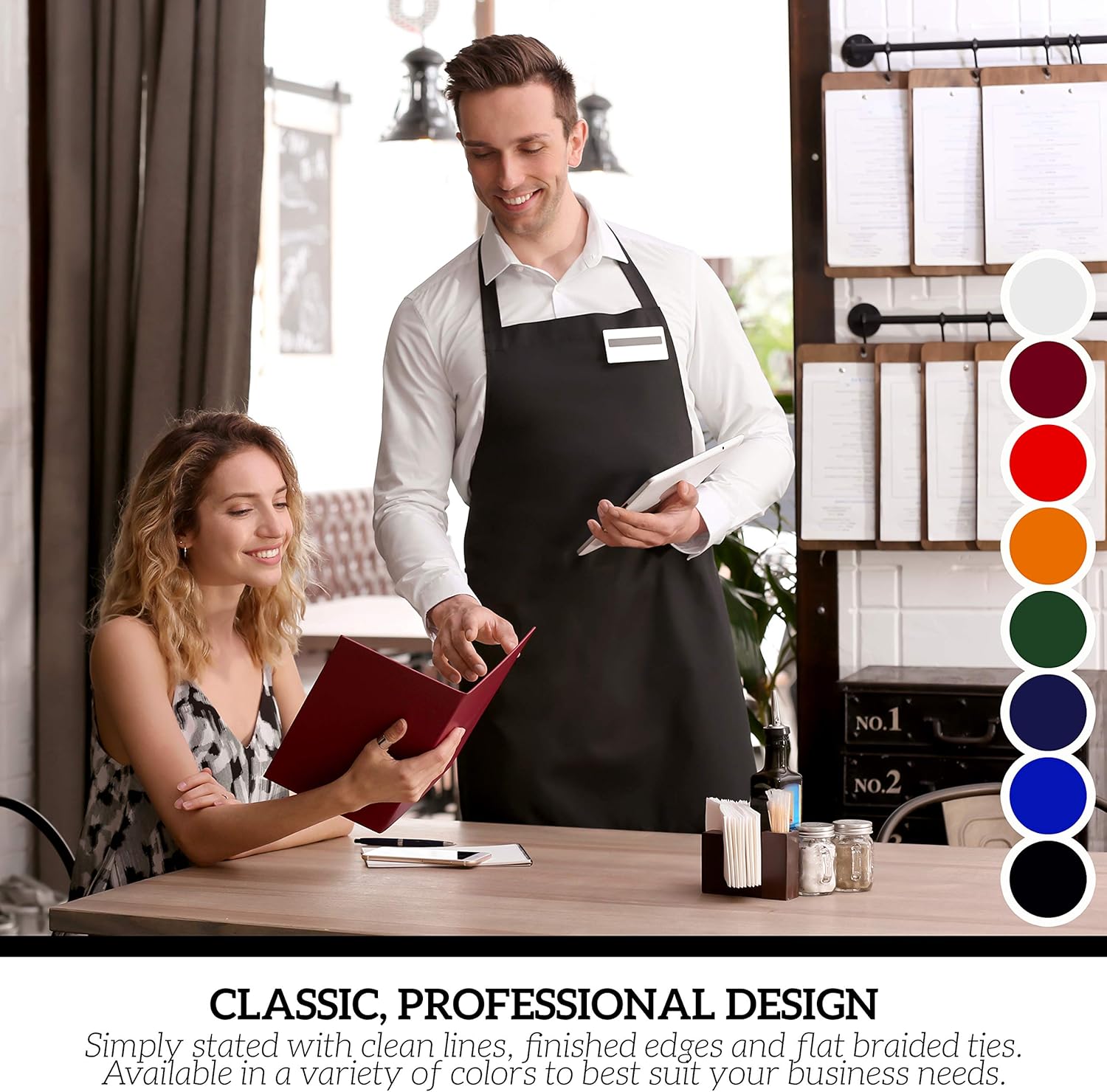 GREEN LIFESTYLE 120 Pack Professional Chef Apron – Grilling Aprons for Men, Waterproof Cooking Apron for BBQ, Work or Restaurant Use, Kitchen Aprons for Women – Royal Blue, No Pockets