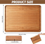 2 PCS 16 x 12 in Large Solid Acacia Rectangular Wood Serving Trays Natural Wooden Boards Serving Platters for Bar Coffee Party Dessert Tray
