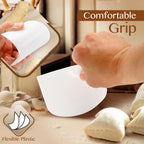 Plastic Bench Scraper for Baking - 2 White Bowl Scraper - Flexible Food Safe Dough Scraper Multipurpose Good Grip Curved and Flat Edge Dough Cutter - Essential Pan Scraper for Kitchen Use - RamPro
