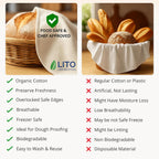 LITO LINEN AND TOWEL Flour Sack Towels for Bread Dough Proofing – Unbleached, Thick Cotton Baking Cloth for Baguettes, Ciabatta, Pastry – Reusable, 28"x28", 3-Pack