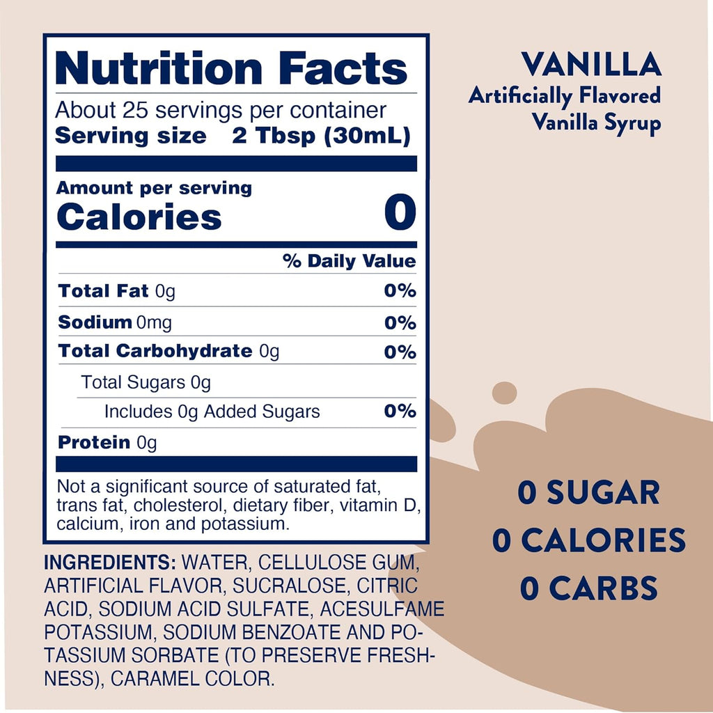 Jordan's Skinny Syrup Sugar-Free, Vanilla, 25.4 Ounce