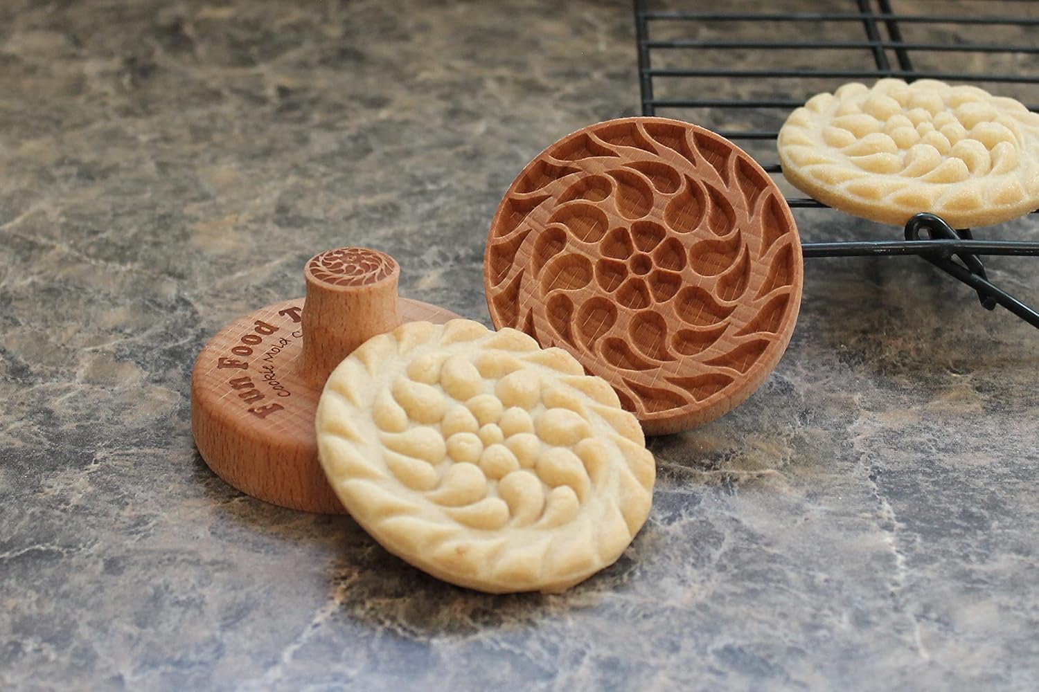 Wood Cookie Stamp, 2.5 Inch (Floral Spiral CS-043)