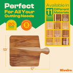 Riveira Teak Wood Cutting Board – Gourmet Teak Grandeur: 17 x 13 Wooden Cutting Board – Natural Wooden Cutting Boards For Kitchen Decorative – Innovative Juice Grooves Teak Wooden Chopping Board