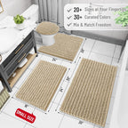 Arotive Luxury Chenille Bathroom Rug Mat, Extra Soft Thick Absorbent Shaggy Bath Rugs, Non-Slip Machine Wash Dry, Plush Bath Mats for Bathroom, Shower and Tub, 30x17, Beige