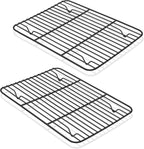 P&P CHEF Cooling Baking Rack Pack of 2, Stainless Steel Cooling Racks for Cooking Baking Roasting Grilling Drying, Dense Wires & Smooth Edge, Easy to clean, Black, 8.6" x 6.2"