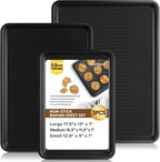 Baking Sheet Pan Set of 3, Thicker Carbon Steel Cookie Sheets for Baking Non Stick with Diamond Texture Pattern, Ceramic Half/Quarter/Jelly Roll Baking Trays for Oven