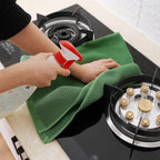 Homaxy 100% Cotton Waffle Weave Kitchen Dish Towels, Ultra Soft Absorbent Quick Drying Cleaning Towel, 13 x 28 Inches, 8-Pack, Grass Green