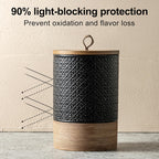 Coffee Storage Containers with Lids, Ceramic Coffee Container Kitchen Jars with Airtight Lid for Candy Spice Sugar Tea Bag, Decorative Kitchen Canisters for Countertop, Black & 42 fl.oz