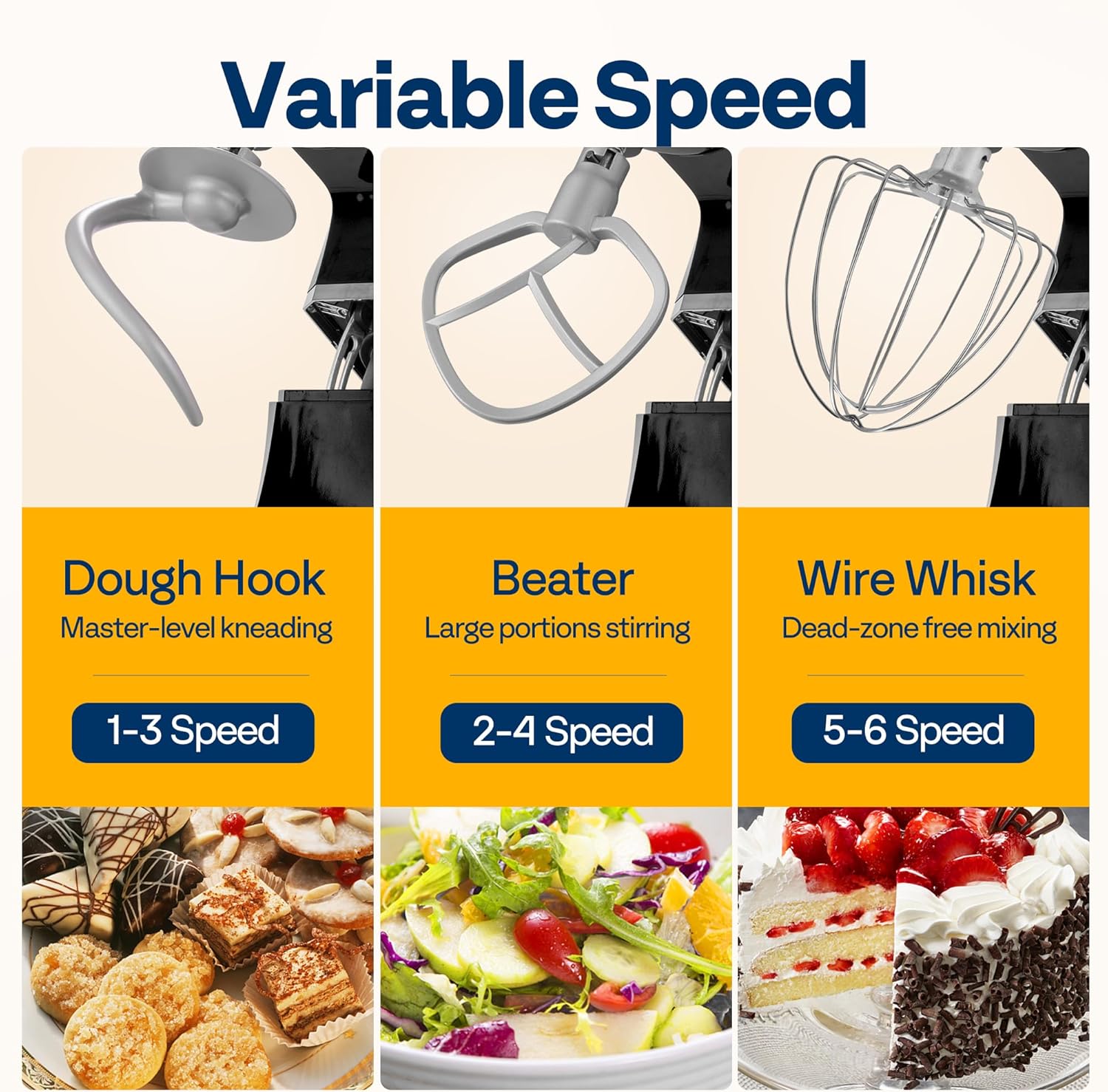 VIVOHOME 9 in 1 Multifunctional Stand Mixer with Fermentation, 6 Speed 7.5 Quart Kitchen Electric Food Mixer with Timer, Meat Grinder, Juice Blender, Vegetable Slicer, Pasta and Cookie Maker, Black