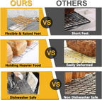 P&P CHEF Cooling Rack Set of 2, 2-Tier Stackable Stainless Steel Wire Racks for Baking Cooking Cooling Roasting, Collapsible & Heavy Duty, Oven Safe & Easy Clean, 15" x 10", Silver