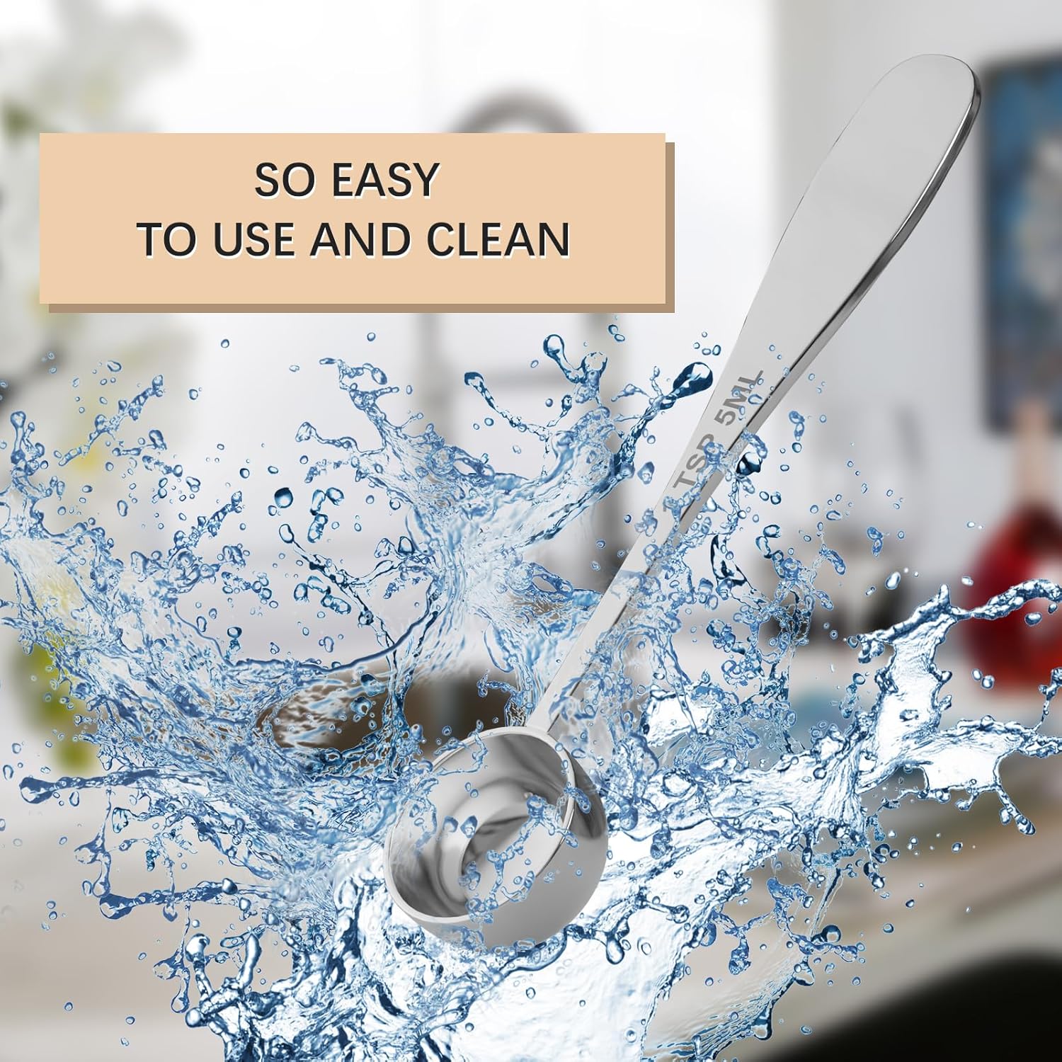 2PCS 1tsp(1/3tbsp, 5 ml) Single Measuring Spoon, Stainless Steel Individual Teaspoon, Metal Measure Scoop with Gift Box