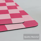 Checkered Dish Drying Mat for Kitchen Counter, Coffee Bar Station Accessories, Retro Cute Aesthetic Modern Absorbent Drainer Mat Kitchen Drying Mat Easy Clean, Hot Pink 12" x 19"
