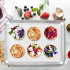 Baking Sheet with Cooling Rack Set [2 Sheets + 2 Racks], Deedro Stainless Steel Cookie Half Sheets Baking Pan Oven Tray with Rack, 12 x 10 x 1 Inch, Heavy Duty, Non-toxic, Dishwasher Safe