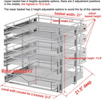 DINDON Pull Out Cabinet Organizer (22-1/2" W x 21-1/2"D), Cabinet Pull Out Shelves, 2 Tier Pull Out Drawers for Kitchen Cabinets, Wire Basket Slide Out Shelf, Pot and Pan Organizer