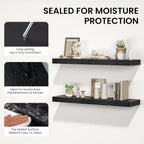 Floating Shelves for Wall, 40" W x 8" D x 1.5" H, Wooden Wall Mounted Display Shelves with Invisible Brackets for Living Room, Bedroom, Bathroom, Kitchen Decor and Storage, Set of 2, Black