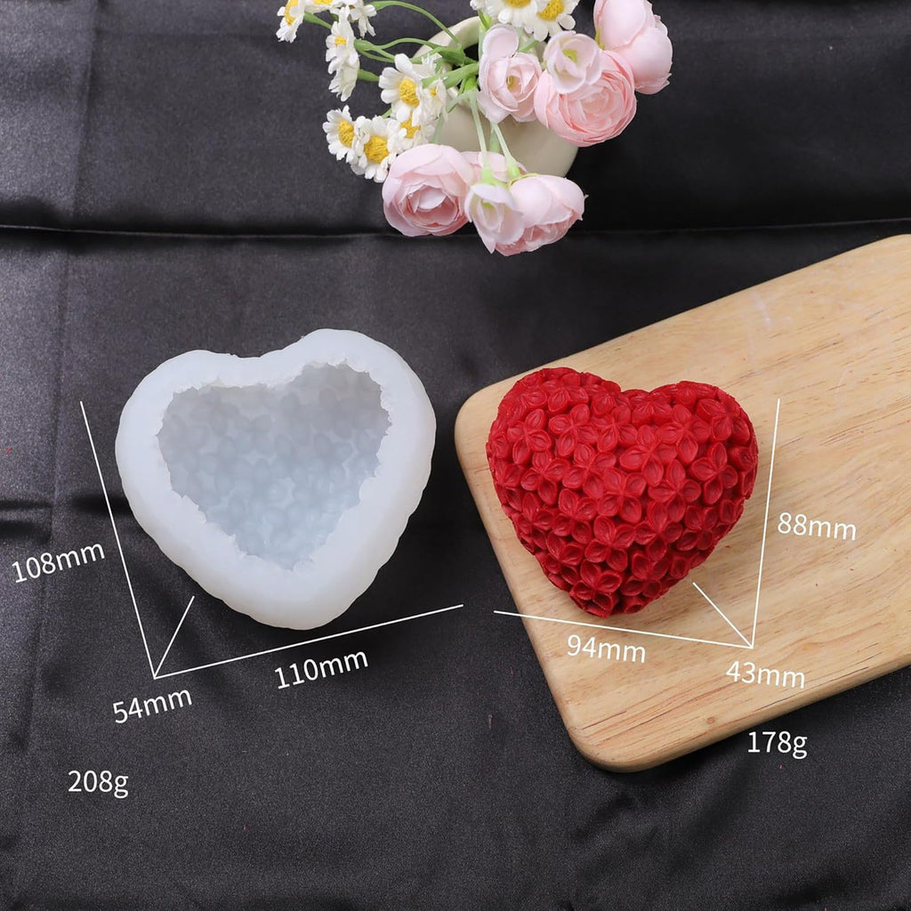 3 Pack Rose Heart & Peony 3D Flower Molds - Silicone Resin Casting Molds for Home Decor & Crafting