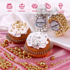 Pearl Sprinkles for Cake Decorating, Gold Pearl Sprinkles, Sliver Pearls Sprinkles, Sugar Pearls, Metallic Sprinkles Mix for Cake, Cupcakes, Macaron, Ice Cream, and Cookies. (120g/4.2oz)