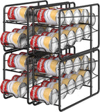 MOOACE Can Organizer for for Pantry, Stackable Soda Can Dispenser Canned Food Storage, Kitchen Cabinet Fridge Beverage Cans Holder, 4 Pack, Black