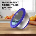 Stainless Steel Mixing Bowls with Lids – Set of 5 Large Nesting Metal Bowls for Kitchen, Baking, Cooking, Food Prep & Storage, Non-Slip Base, Dishwasher Safe,Blue