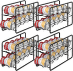 MOOACE Can Organizer for for Pantry, Stackable Soda Can Dispenser Canned Food Storage, Kitchen Cabinet Fridge Beverage Cans Holder, 4 Pack, Black