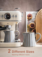 Ceramic Creamer Pitcher,17 Oz Coffee Creamer Container with Handle, Small Milk Pitcher Pourer for Sauces, Salad, Gray