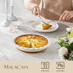 MALACASA Ceramic Pie Pan for Baking - 9 Inch Quiche Baking Dish Nonstick Pie Plate, Deep Dish Scratch-Resistant Pie Pan for Apple Pie Pot Pie, Series TARA