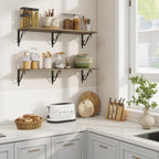 RICHFOCUS 12 Inch Deep Floating Shelves for Wall, 36" W x 12" D Wood Wall Shelves Set of 2, Wide Floating Shelves for Living Room, Bedroom, Kitchen, Bathroom and Decor Storage, Grey