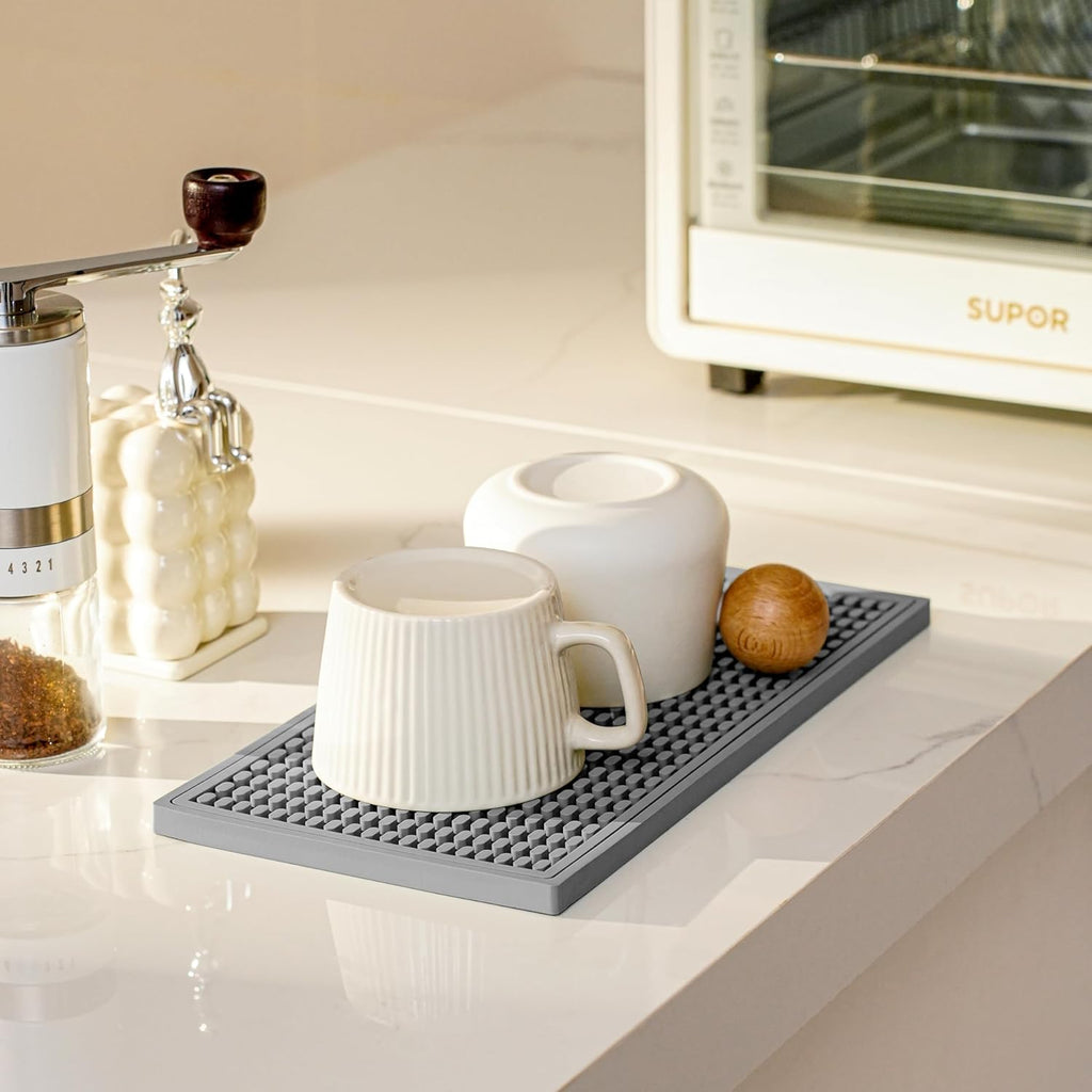 2 Pack Bar Mat, Drying Mat Household Bar Tools,Gray Cocktail Bar Mat 5.9''X12''，Suitable for Bar, Outdoor Camping, Home Bar Mats