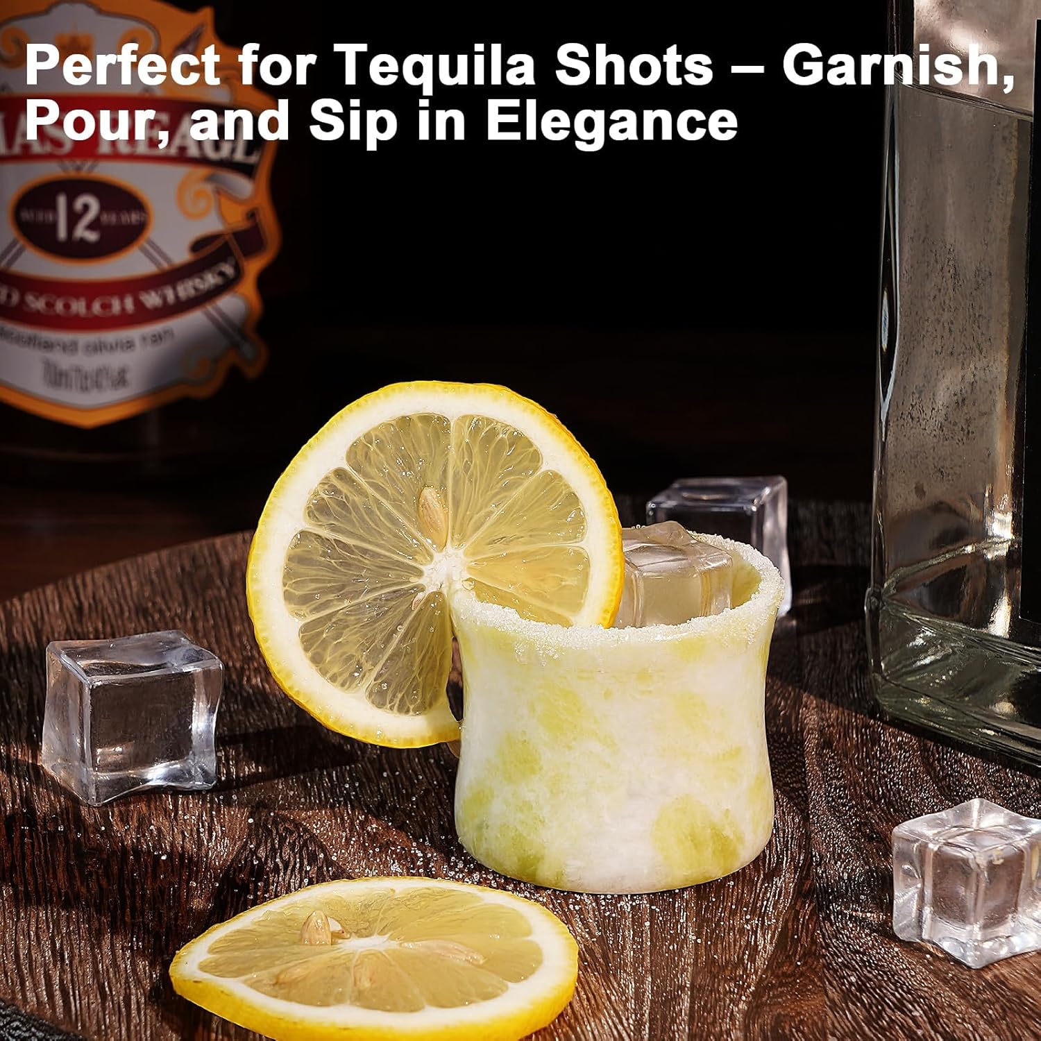 Handcrafted Natural Jade Shot Glasses – Set of 2 | 1.3 oz Whiskey, Espresso & Tequila Cups in Unique Bamboo Joint Shape, Oriental Inspired Luxury Gift for Men & Whiskey Lovers