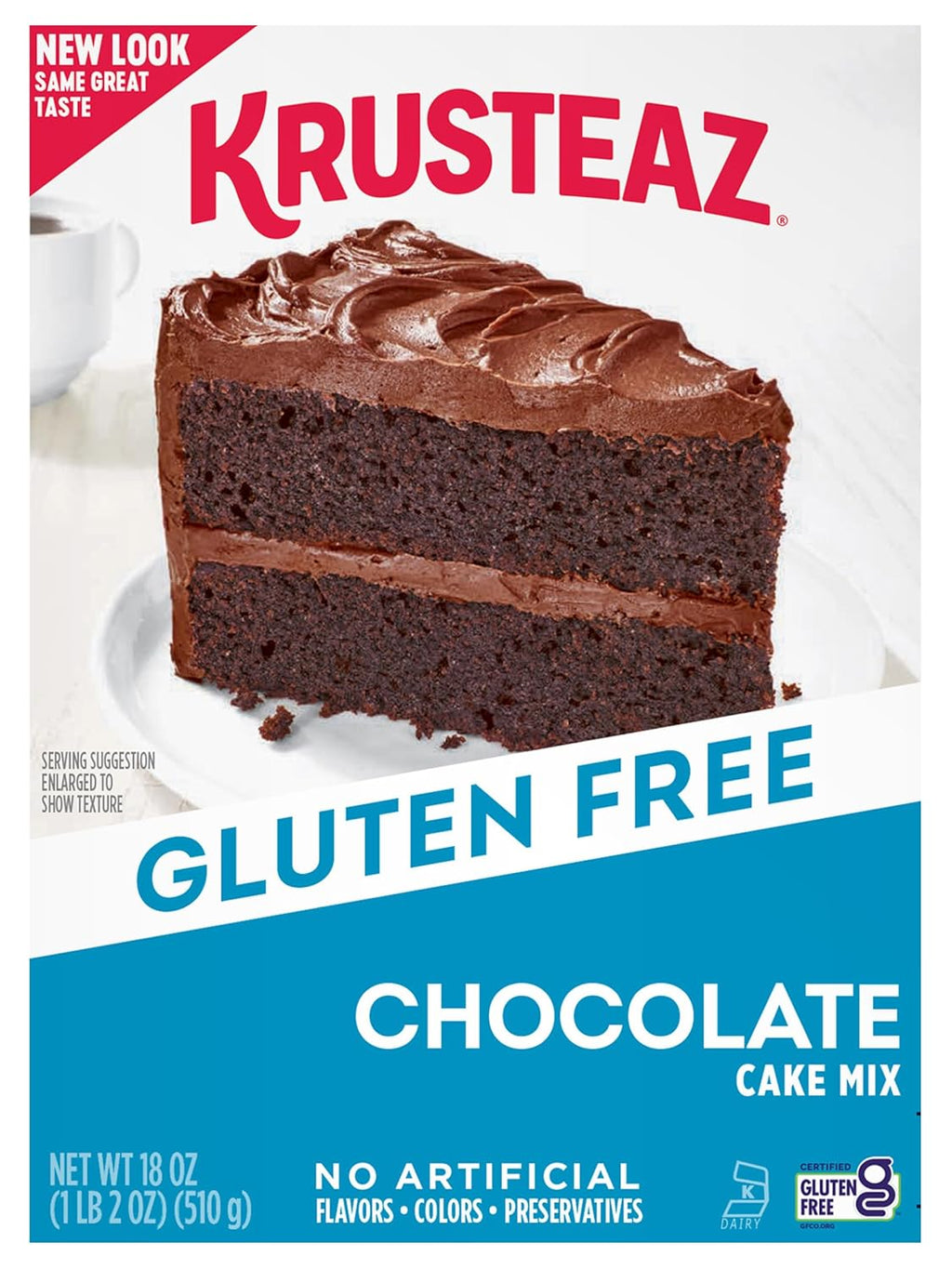 Krusteaz Gluten Free Chocolate Cake Mix, No Artificial Flavors, Colors, or Preservatives, 18 Ounce(Pack of 2)