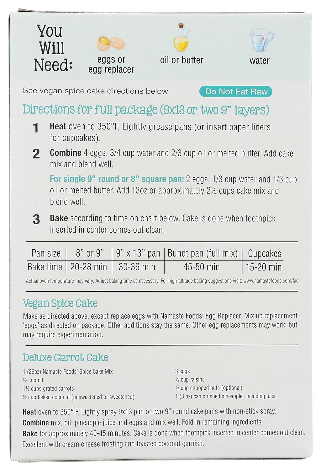 Namaste Foods, Gluten Free Spice Cake Mix, Allergen-Free,26 Oz (Pack of 6)