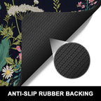 Rnivvi Dish Drying Mat for Kitchen Counter, 16 x 18" Cute Flower Theme Absorbent Heat Resistant Drying Pad with Non-slip Rubber, Coffee Bar Mats for Dish Rack Kitchen Decor Accessories, Black