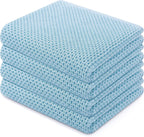 Homaxy 100% Cotton Waffle Weave Kitchen Dish Towels, Ultra Soft Absorbent Quick Drying Cleaning Towel, 13 x 28 Inches, 4-Pack, Sky Blue