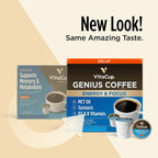 Decaf Genius Keto Coffee Pods with MCT Oil, Turmeric, and B Vitamins by VitaCup for Focus in Recyclable Single Serve Pod Compatible with K-Cup Brewers Including Keurig 2.0, 32 CT