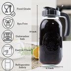 Cold Brew Coffee Maker Half Gallon 2 Set Glass Mason Jar Pitcher With Spout Lid Filter 2 Quart Wide Mouth Iced Tea Brewing Jug Heavy Duty Handle Airtight & Leak-Proof Pitcher For Fridge Sun Tea 64 OZ