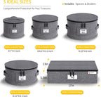 YearningHome China Storage Containers,Hard Shell Box with Felt Dividers for Dishes,Dinnerware,Plates,Mugs,Wine and Glasses,Mugs,Stackable Fine China Storage for Moving and Packing 5 Piece,Grey