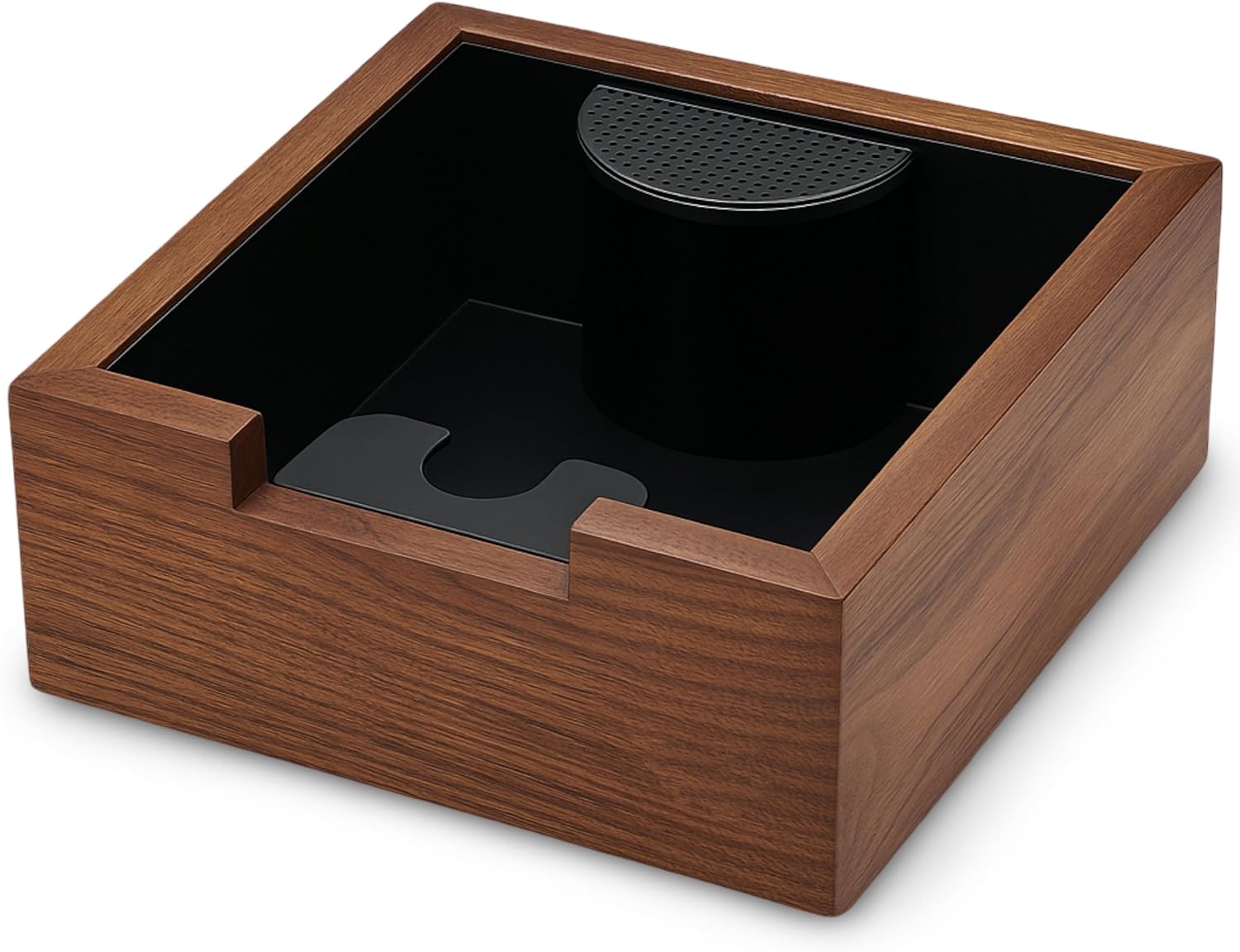 Wooden Espresso Knock Box Walnut Dump Bin for Coffee Grounds Disposal Durable, Shock-Absorbent Espresso Machine Accessories, Easy to Clean Tamping Station