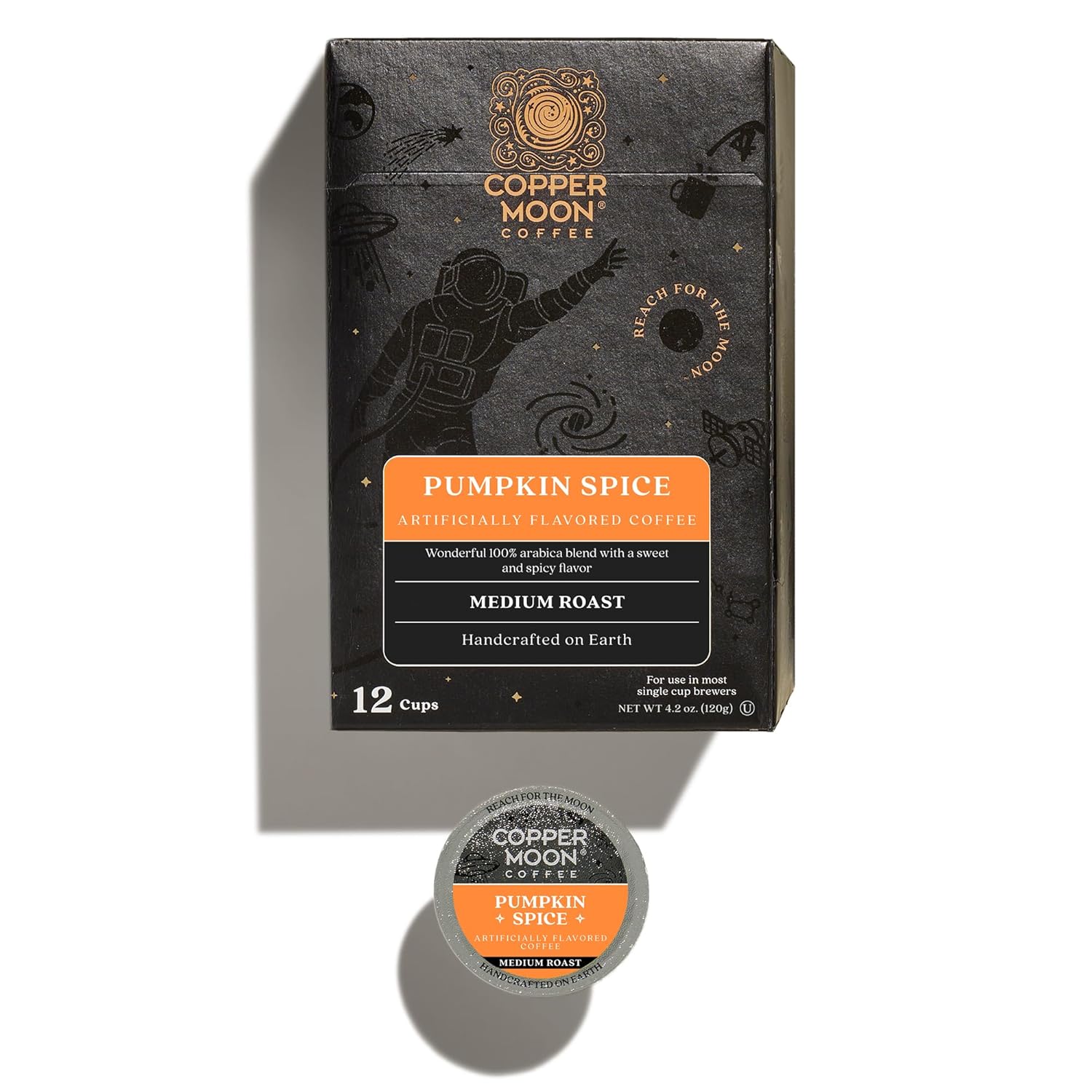 Copper Moon Single Serve Coffee Pods for Keurig K-Cup Brewers, Medium Roast, Pumpkin Spice Blend, 12 Count