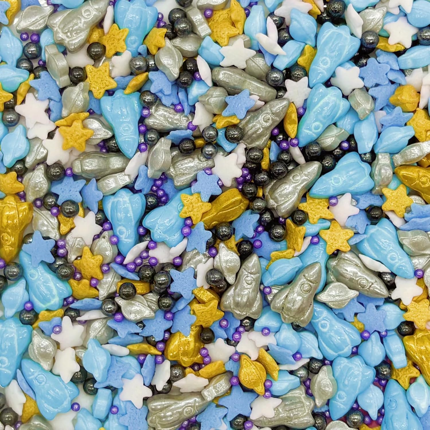 Dynastang Space Theme Sprinkles Planet & Stars & Spaceship Mixed Style Edible Cake Decorations Cupcake Toppers Cookie Perfect for Cakes, Cupcakes, Desserts Toppings 3OZ