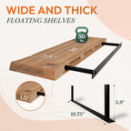 24" Acacia Live Edge Floating Shelves Set of 2 - Wall Mounted Wooden Shelf for Stylish Home Décor - Teak Look Color 24x7.5x1.5 Inches