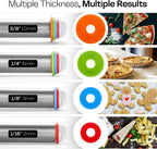 17" Stainless Steel Rolling Pin with 4 Adjustable Thickness Rings and Baking Mat for Dough, Pizza, Pies, Pastries, Pasta, Cookies (Black Mat)